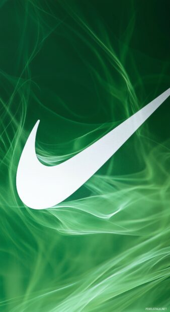 Cool Nike Phone wallpaper with a large white swoosh on a deep green background.