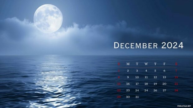 December 2024 Calendar Desktop Landscape Wallpaper.