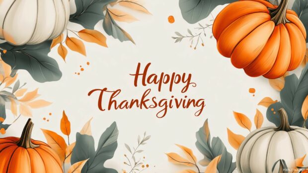 Stylish Thanksgiving wallpaper with a muted background, elegantly scripted Happy Thanksgiving in a rich, contrasting color.