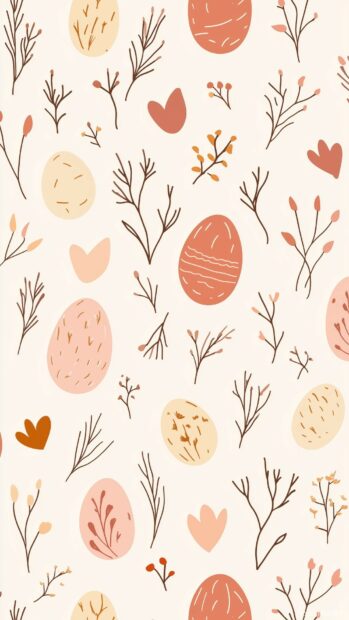 Stylized Easter eggs and spring flowers in soft pastel shades, with a simple and modern vector line art style.