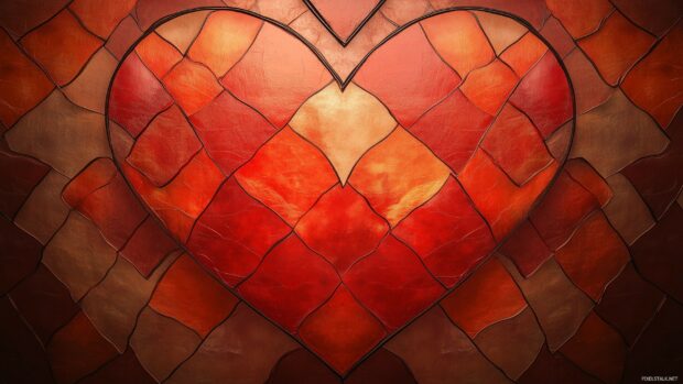 Symmetrical red heart pattern in alternating shades of light and dark red.