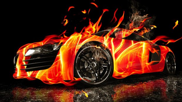 3D Nice Fire Sport Car Wallpaper HD.