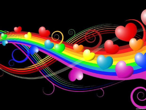 3d colorful the heart wallpaper.