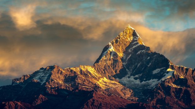 Annapurna Range Nepal Himalayas Mountains Sky Sunset Nature Wallpapers 1920x1080.