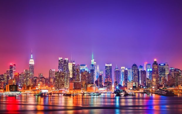 Beautiful New York City Light at Night Wallpaper in High Resolution.