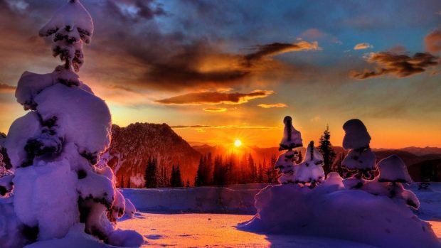 Beautiful Sunset Winter Backgrounds 3