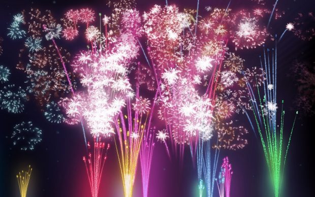 Beautiful new year fireworks widescreen.