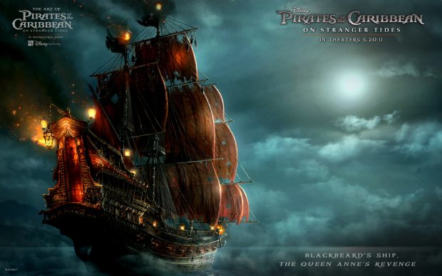 Blackbeards ship in pirates of the caribbean wide images.