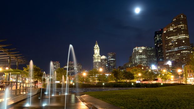 Boston Night The Moon.
