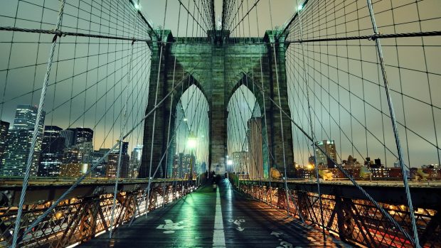 Brooklyn bridge night nyc united states images 3840x2160.