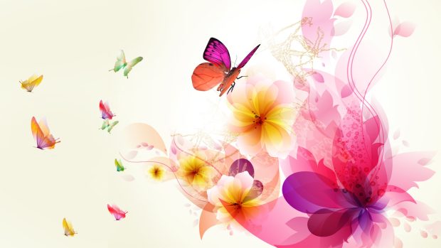 Butterfly Flowers Abstract Wallpaper