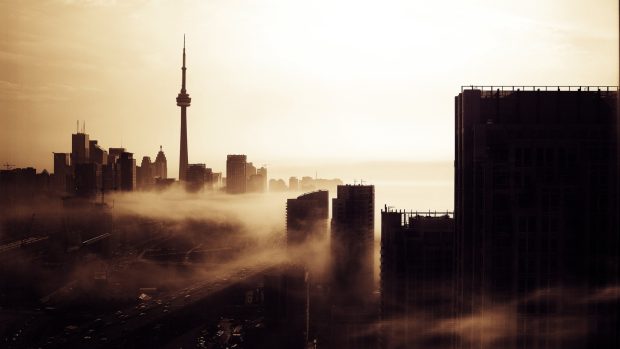 Canada toronto cityscapes fog 2048x1152 wallpaper.