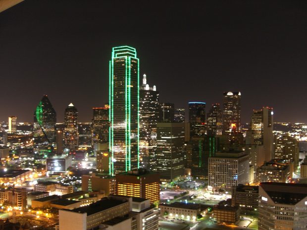 Dallas texas skyline at night background.