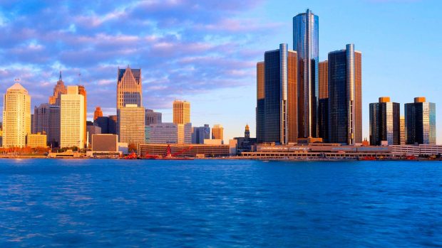 Detroit michigan usa sea building bright backgrounds 1920x1080.
