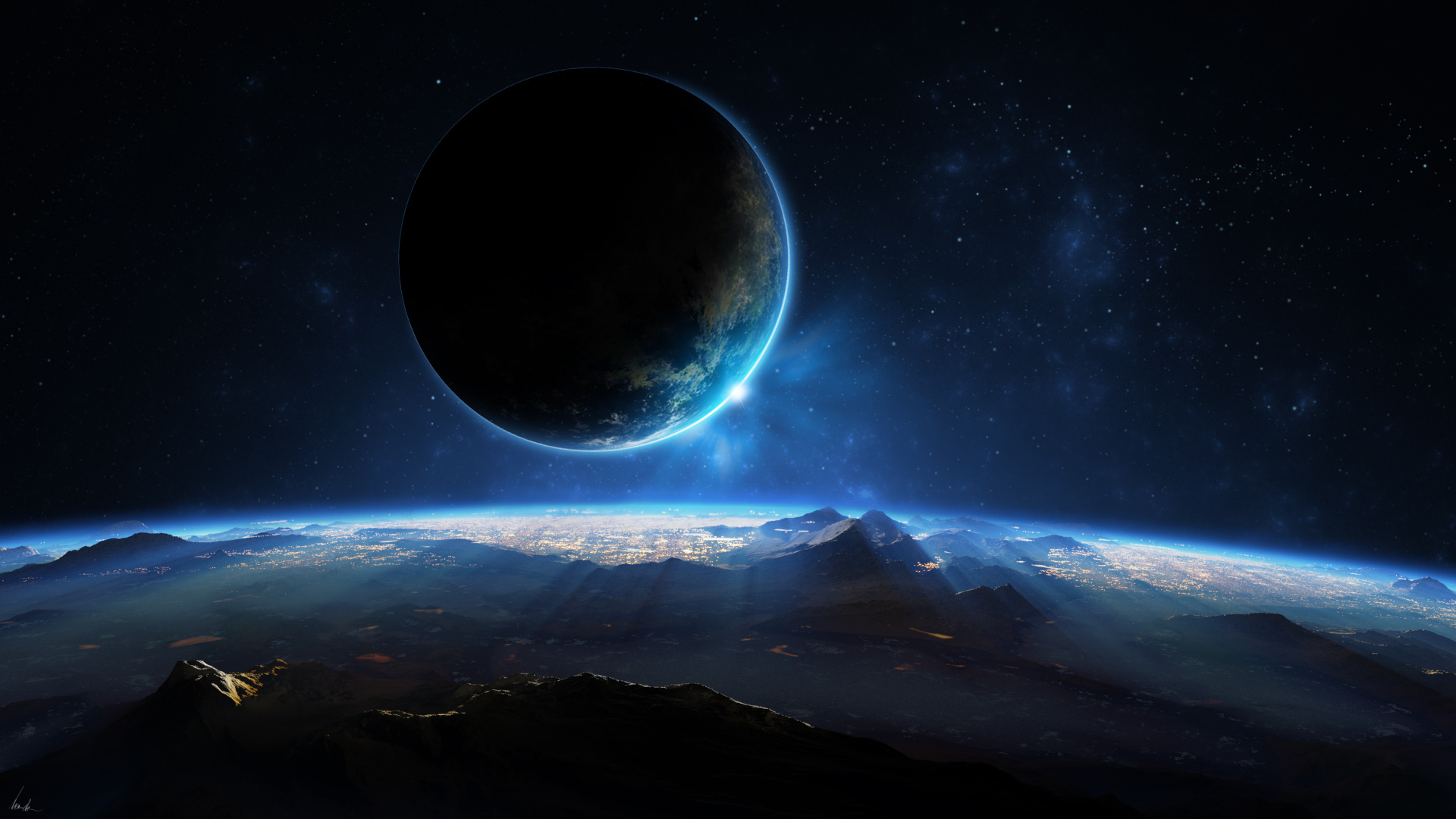 Distant Planet 3d Hd Desktop Wallpaper.