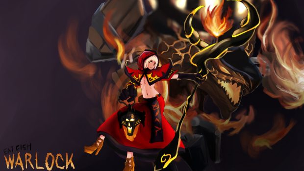 Dota 2 warlock anime girl version backgrounds 1920x1080.