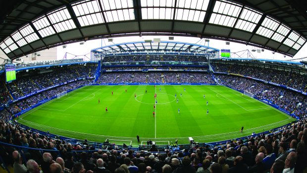 Fish eye Stamford Bridge Stadium Background.