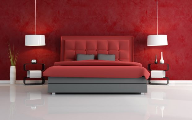 luxury red bedroom.