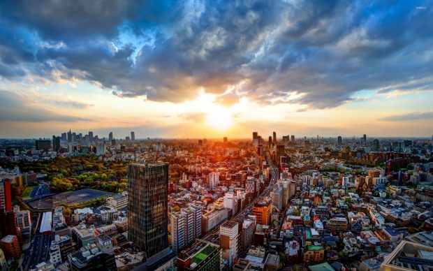 Golden sunset above tokyo images 2560x1600.