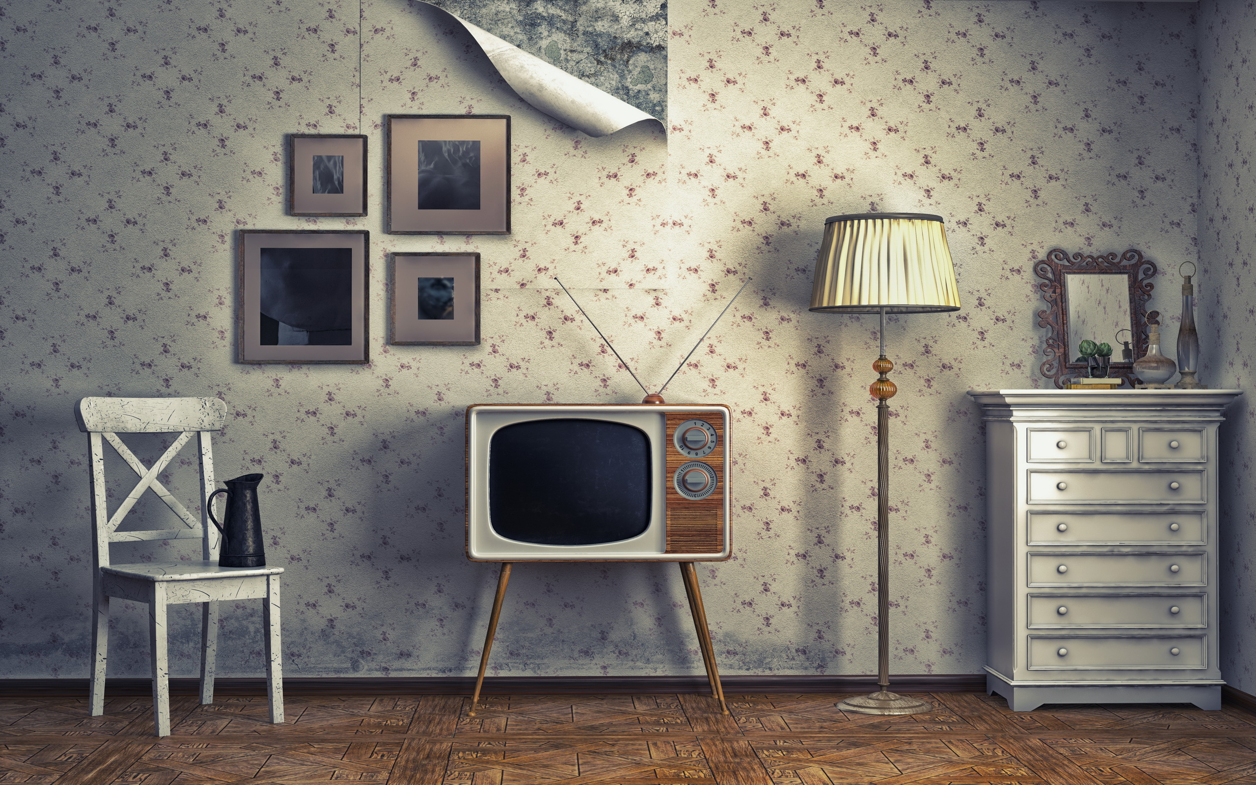 retro wallpaper living room