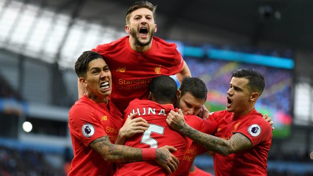 HD liverpool celebrate v man city images.