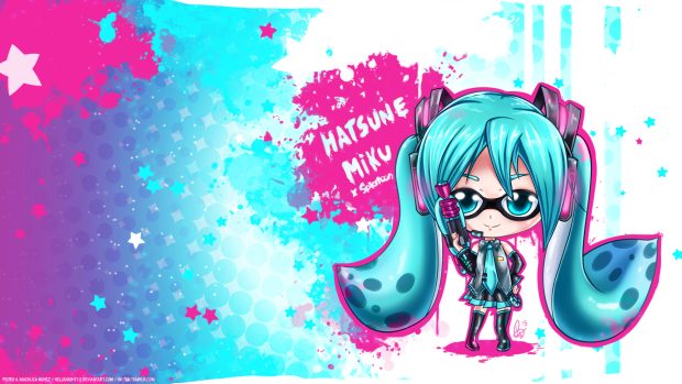 Hatsune miku x splatoon wallpaper.