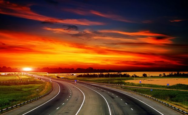 Highway at sunset wallpaper 1920x1200.