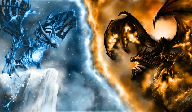 Ice Fire Dragon High Definition Wallpaper.