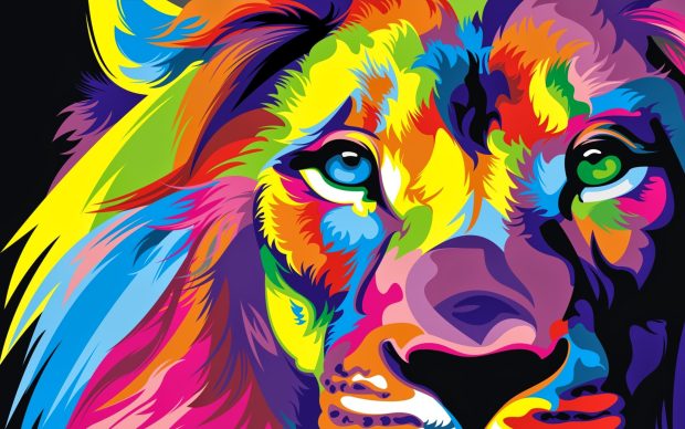 Lion Colorfulp Artwork Wide Wallpapers.