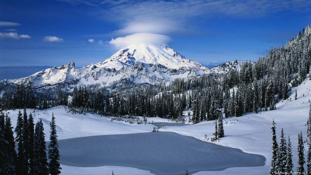 Mountain Winter Background.