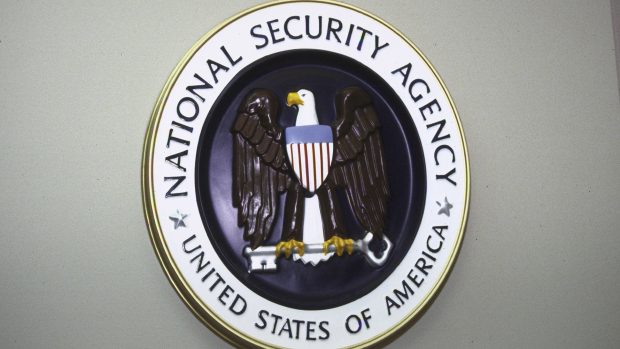 National Security Agency seal hanging on.