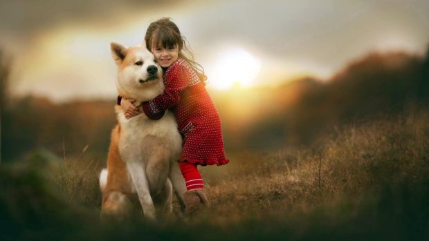 Nice wallpapers little girl with dog.