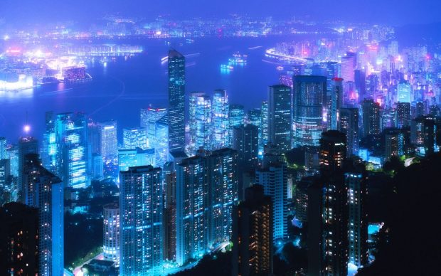 Night Buidings Hong Kong Images.