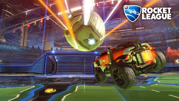 Orange car heading for a goal in rocket league images 1920x1080.