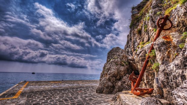 Other anchor positano italy wharf large dock wide clouds sea shore rocks free wallpapers 1920x1080.