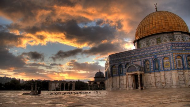 Religious dome rock jerusalem photography mosque islamic mosques al aqsa clouds tard pegions dual monitor background.