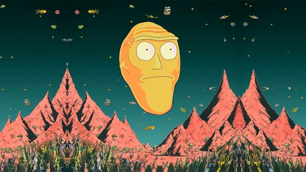 Rick And Morty Wallpaper Giant Heads.