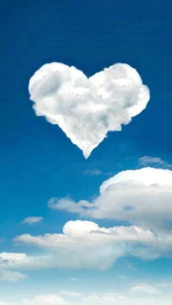 Romantic heart clouds Wallpaper.