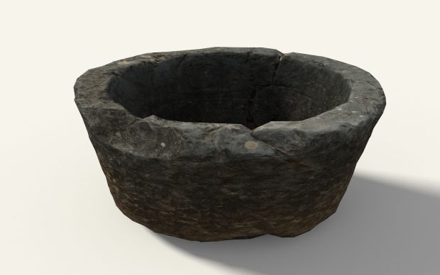 Scanned stone bowl 3d model low poly.