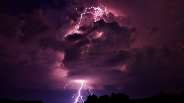 Sky Skyscapes Lightning Storm Clouds Purple 3D Nature Wallpapers Desktop Free Download.