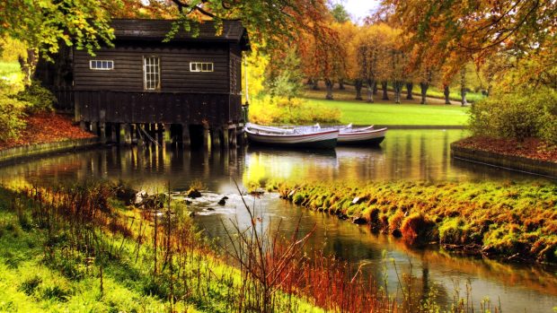 Small Cottage on the Lake 1920x1080 wide wallpapers.