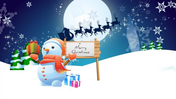 Snowman Merry Christmas Wallpaper Widescreen.