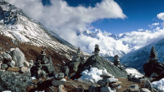 Stones mountains balance height himalayas nepal 1920x1080.