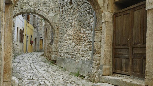 Street stone house cobblestone jerusalem israel backgrounds.