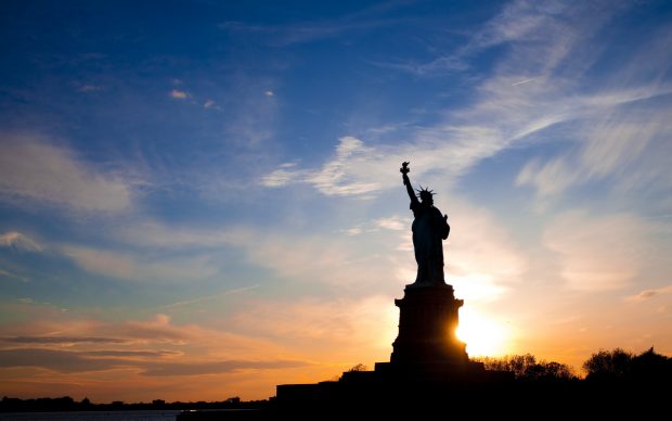 Sunset Cloud Statue Of Liberty Backgrounds.