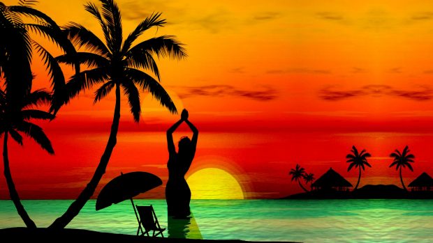Sunset beach wallpaper free desktop.