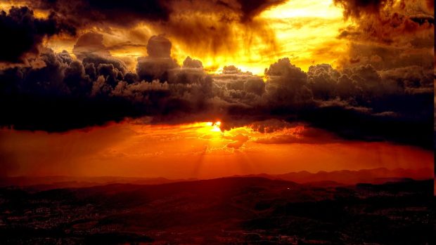 Sunsets hidden sun nature clouds rays sunset wallpaper hd 1920x1080.