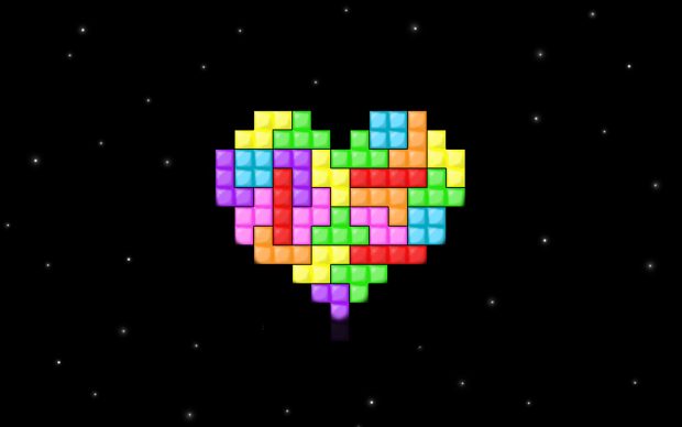 Tetris heart space stars wallpaper 3840x2400.