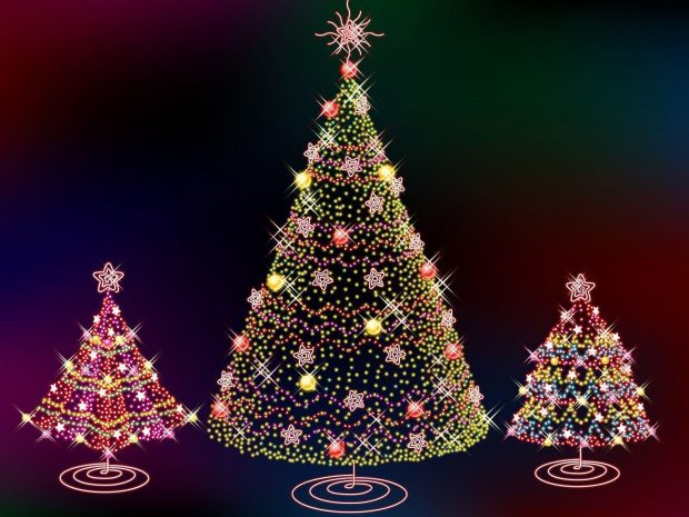 Three Christmas Trees Wallpaper.
