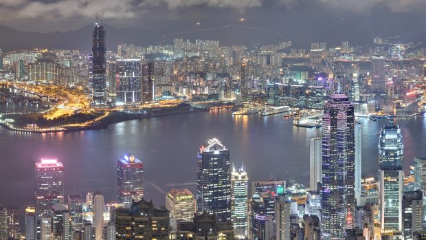 Vancouver skyscrapers night light sky photos 1920x1080.